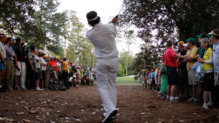 during the final round of the 2012 Masters Tournament at Augusta National Golf Club on April 8, 2012 in Augusta, Georgia.