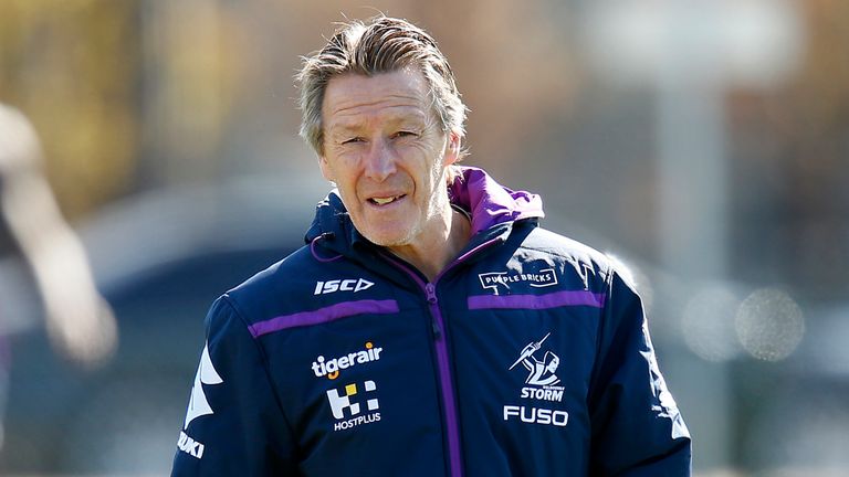 MELBOURNE, AUSTRALIA - SEPTEMBER 17: Coach Craig Bellamy looks on during a Melbourne Storm NRL training session at Gosch's Paddock on September 17, 2019 in Melbourne, Australia. (Photo by Darrian Traynor/Getty Images)
