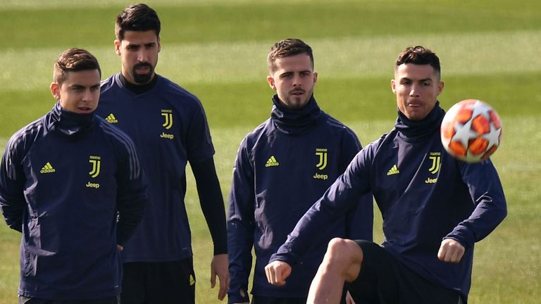Cristiano Ronaldo in training with Juventus