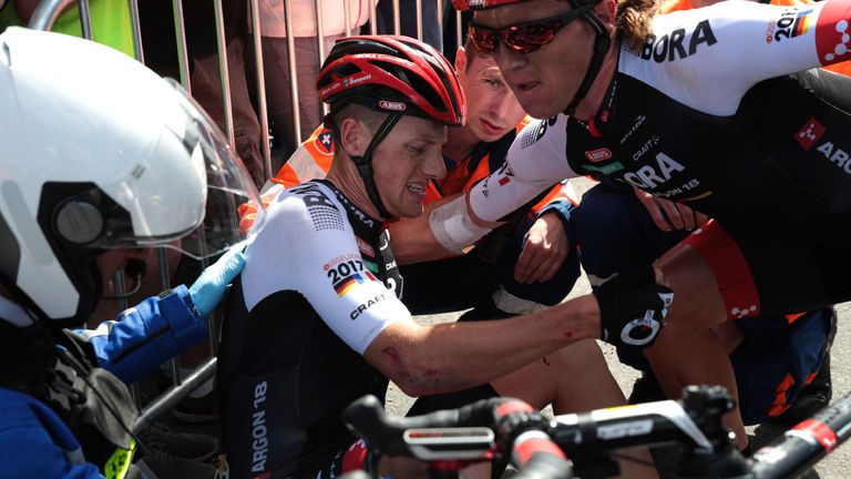 Sam Bennett after a fall at the 2016 Tour de France