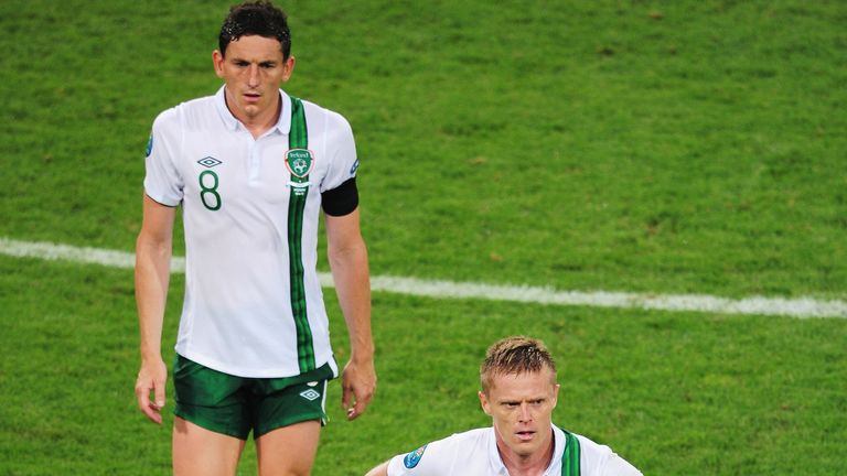 Duff and Andrews during the UEFA EURO 2012 group C match between Italy and Ireland at The Municipal Stadium on June 18, 2012 in Poznan, Poland.