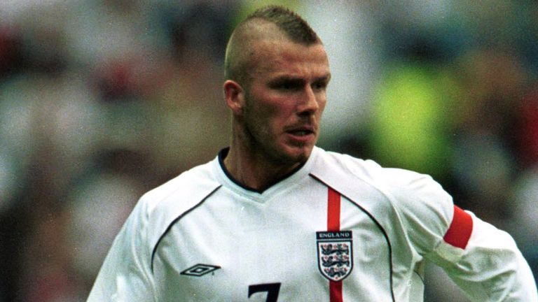 25 May 2001: David Beckham of England during the match between England and Mexico in an International Friendly at Pride Park, Derby. Mandatory Credit: Phil Cole/ALLSPORT