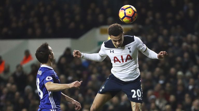 during the Premier League match between Tottenham Hotspur and Chelsea at White Hart Lane on January 4, 2017 in London, England.