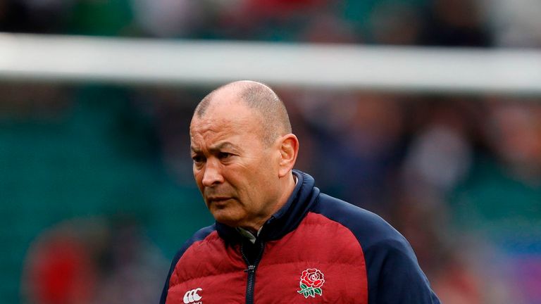 England's coach Eddie Jones walks on the pitch prior to the Six Nations international rugby union match between England and Wales at the Twickenham, 