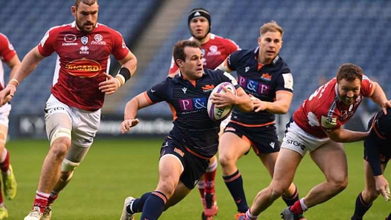 EDINBURGH, SCOTLAND - JANUARY 18: Nic Groom of Edinburgh Rugby breaks free into space during the European Rugby Challenge Cup Round 6 match between Edinburgh Rugby and Agen at Murrayfield Stadium on January 18, 2020 in Edinburgh, Scotland. (Photo by Mark Runnacles/Getty Images)