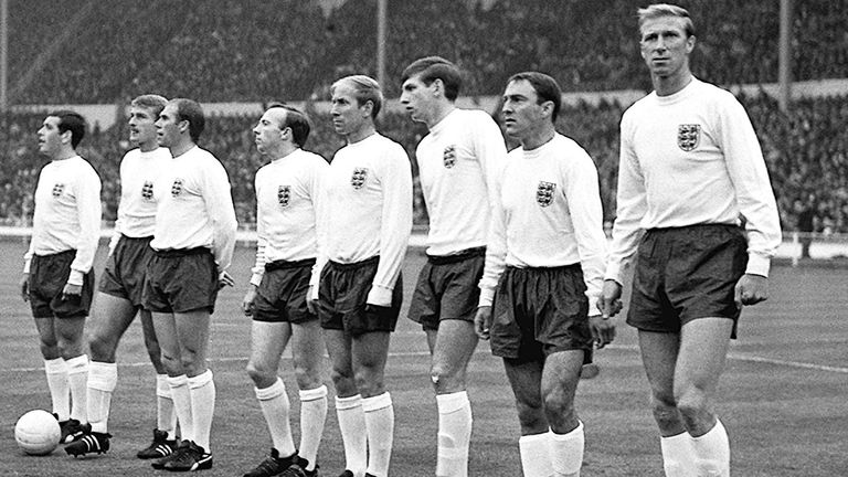 England line up before the 2-0 victory over France at Wembley during World Cup '66