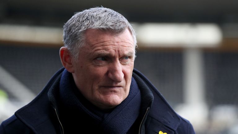 Tony Mowbray of Blackburn Rovers during the Sky Bet Championship match between Derby County and Blackburn Rovers at Pride Park Stadium on March 7, 2020 in Derby, England
