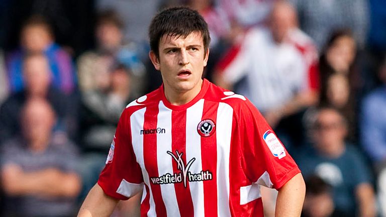 Harry Maguire in action for Sheffield United