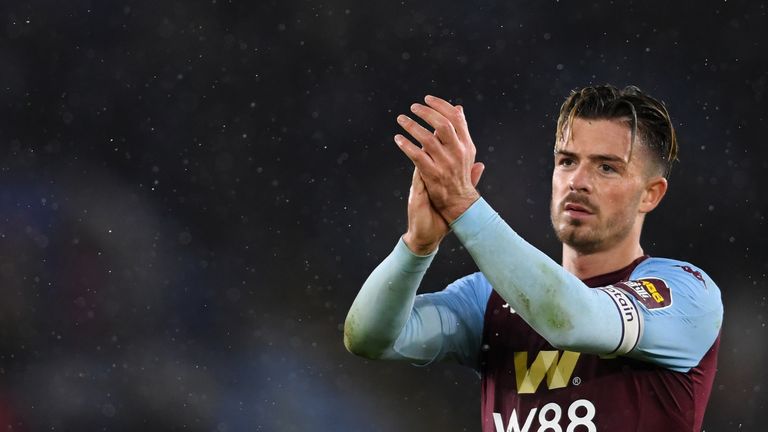 Jack Grealish of Aston Villa looks dejected after defeat in the Premier League match between Leicester City and Aston Villa at The King Power Stadium on March 09, 2020 in Leicester, United Kingdom. 