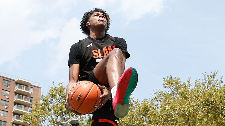 Jalen Green soars for a spectacular dunk at the Slam Summer Classic