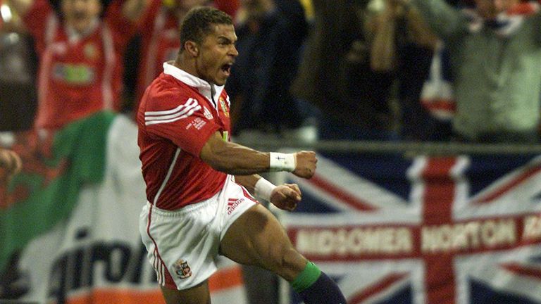 Jason Robinson of British Lions takes on the Australia defence during the First Test Match against the Australian Wallabies at the Gabba Stadium in Brisbane, Australia. The Lions beat Australia 29 - 13