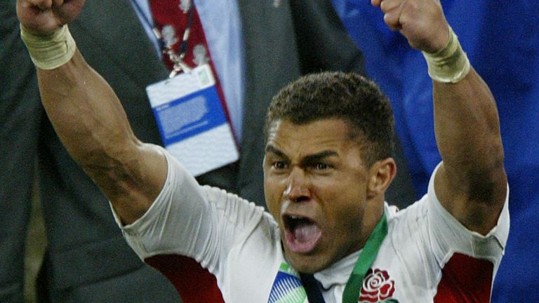 Robinson celebrates winning the 2003 World Cup with England