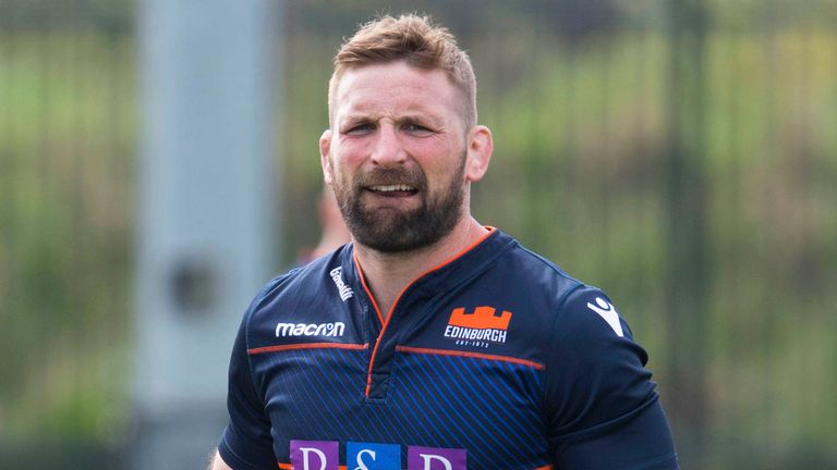 Edinburgh Rugby's John Barclay at training session