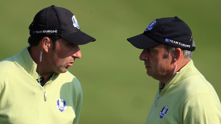 during the Afternoon Four-Ball Matches for The 39th Ryder Cup at Medinah Country Club on September 28, 2012 in Medinah, Illinois.
