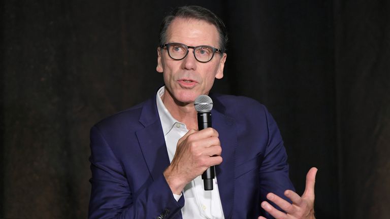 NBA  executive vice president of basketball operations Kiki VanDeWeghe addresses the media