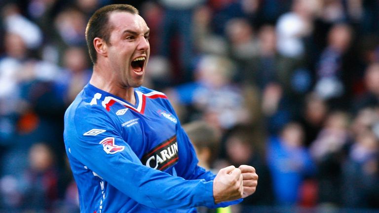 Boyd celebrates scoring for Rangers in the Scottish League Cup final in 2008