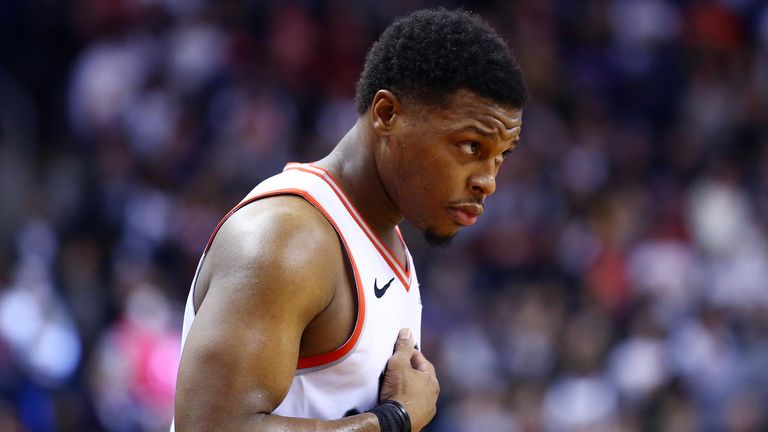 Kyle Lowry questions a call during the Raptors' record comeback win over the Mavericks