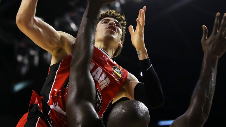 LaMelo Ball attacks the basket for the Illawarra Hawks