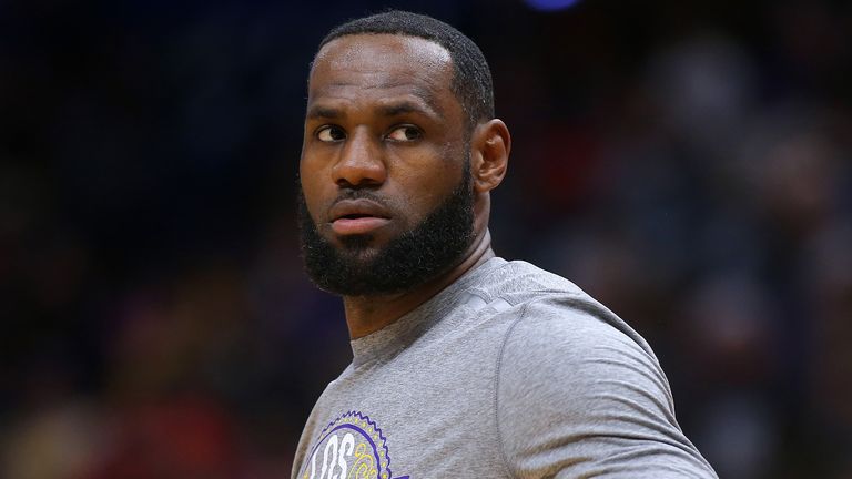 LeBron James #23 of the Los Angeles Lakers reacts against the New Orleans Pelicans at the Smoothie King Center on March 01, 2020 in New Orleans, Louisiana. NOTE TO USER: User expressly acknowledges and agrees that, by downloading and or using this Photograph, user is consenting to the terms and conditions of the Getty Images License Agreement.