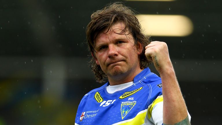 PICTURE BY ALEX WHITEHEAD/SWPIX.COM - Rugby League - Challenge Cup Semi Final - Warrington Wolves v Huddersfield Giants - City of Salford Stadium, Manchester, England - 15/07/12 - Warrington's Lee Briers celebrates the victory.