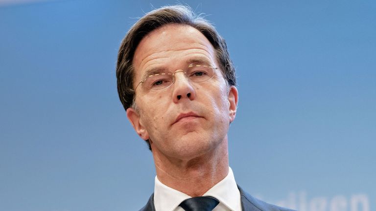 Dutch Prime Minister Mark Rutte looks on during a press conference after the consultation of the Ministerial Crisis Management Committee (MCCb) about the COVID-19 outbreak