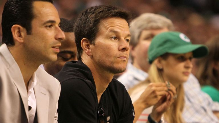 Mark Wahlberg watches the Celtics in action at TD Garden