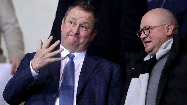 Mike Ashley and Lee Charnley pictured during Newcastle&#39;s FA Cup Fourth Round Replay with Oxford United