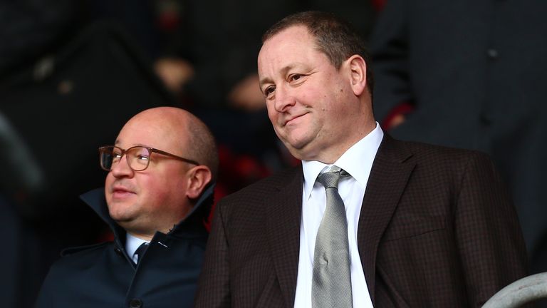 Mike Ashley pictured with Newcastle managing director Lee Charnley at St Mary's Stadium in 2018