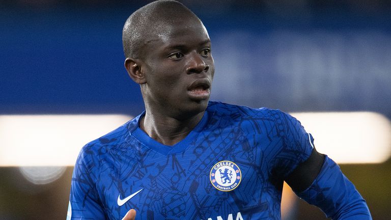 N'Golo Kante in Premier League action vs Manchester United at Stamford Bridge on February 17, 2020