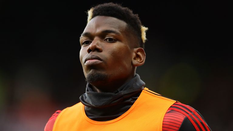 Paul Pogba of Manchester United warms up during the Premier League match between Watford FC and Manchester United at Vicarage Road on December 22, 2019 in Watford, United Kingdom