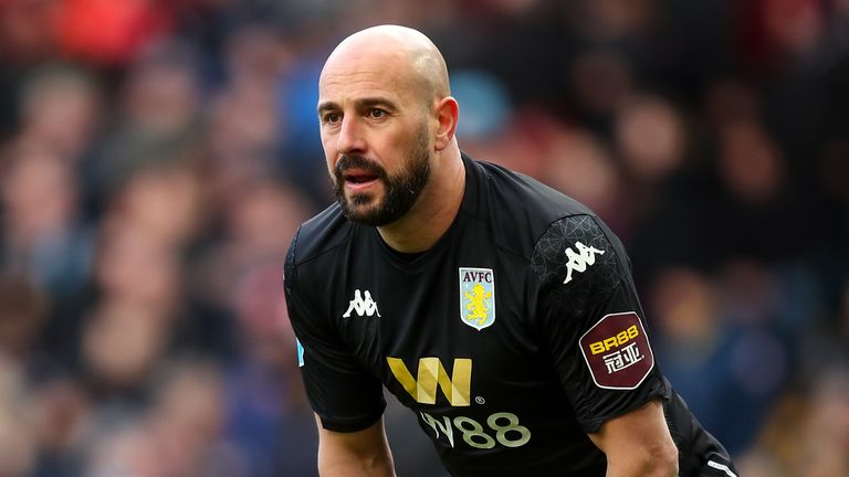 Pepe Reina in action for Aston Villa