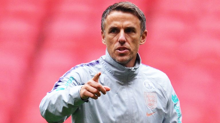 Phil Neville during an England Women's training session