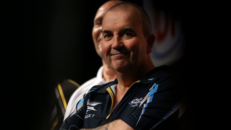 Phil Taylor at the Darts King Australasia tournament on January 11, 2015 at ILT Stadium Southland in Invercargill, New Zealand.