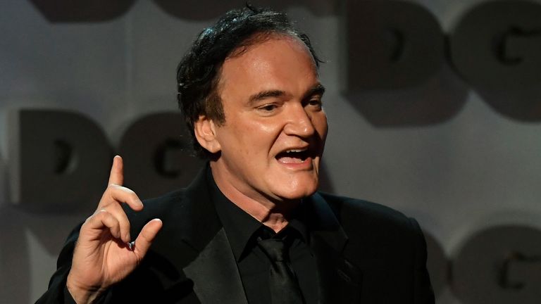 LOS ANGELES, CALIFORNIA - JANUARY 25: Feature Film Nominee for 'Once Upon a Time in Hollywood' Quentin Tarantino speaks onstage during the 72nd Annual Directors Guild Of America Awards at The Ritz Carlton on January 25, 2020 in Los Angeles