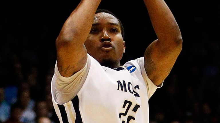 Rashad Whack shoots the ball for the Mount St Mary Mountaineers