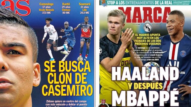 Spanish paper AS claimed this week that Real Madrid are seeking a Casemiro 'clone' while Erling Haaland and Kylian Mbappe remain on the club's radar, report Marca