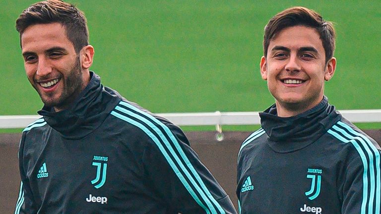 Rodrigo Bentancur and Paulo Dybala in Juventus training