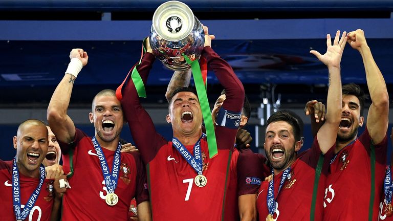 during the UEFA EURO 2016 Final match between Portugal and France at Stade de France on July 10, 2016 in Paris, France.