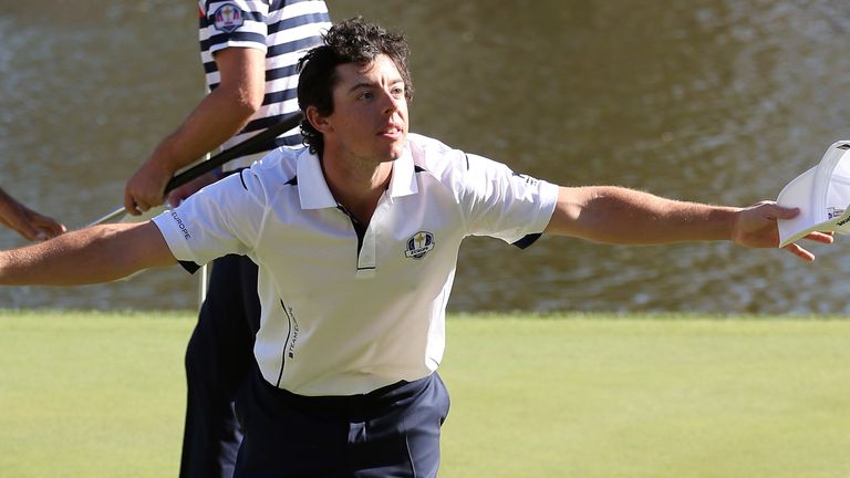 during the Singles Matches for The 39th Ryder Cup at Medinah Country Club on September 30, 2012 in Medinah, Illinois.