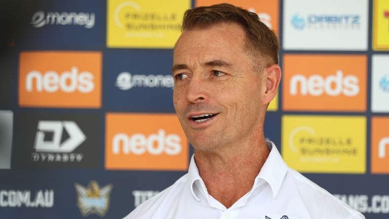 GOLD COAST, AUSTRALIA - MARCH 18: Titans CEO Steve Mitchell speaks to media during a Gold Coast Titans NRL media opportunity at Titans High Performance Centre on March 18, 2020 in Gold Coast, Australia. (Photo by Chris Hyde/Getty Images)