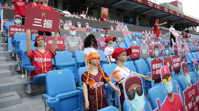 Mannequins in the stand were fitted out in club shirts and hats