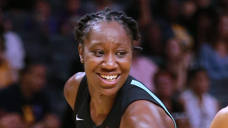 Tina Charles attacks off the dribble against the Los Angeles Sparks