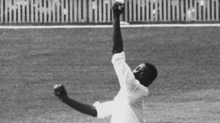 Wes in action against England at Old Trafford in June 1963