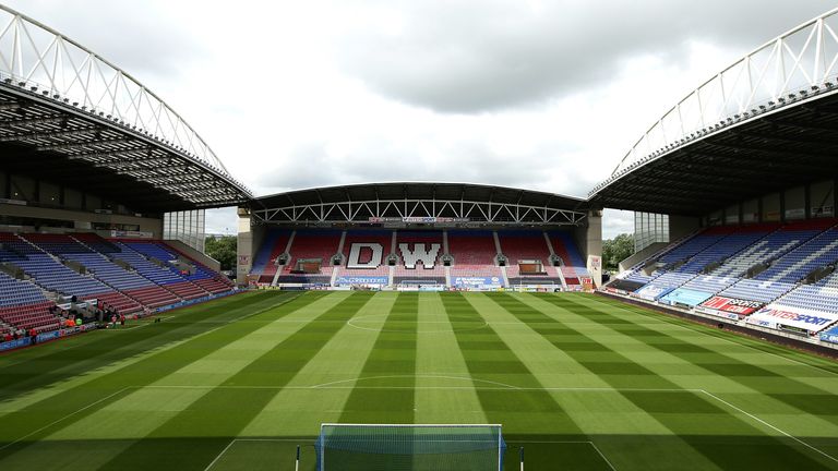 during the Sky Bet Championship League match between Wigan Athletic and Blackburn Rovers at DW Stadium on August 13, 2016 in Wigan, England.