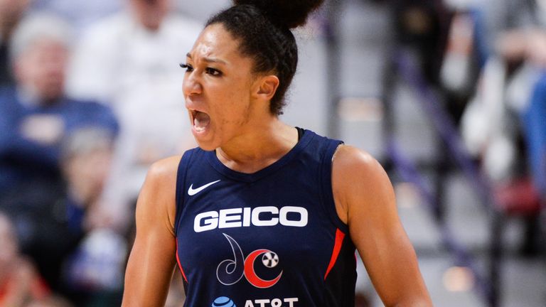 Aerial Powers celebrates a play during the 2019 WNBA Finals