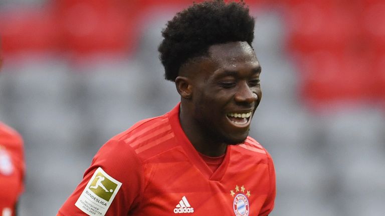 Alphonso Davies scored Bayern Munich's fourth goal against Frankfurt