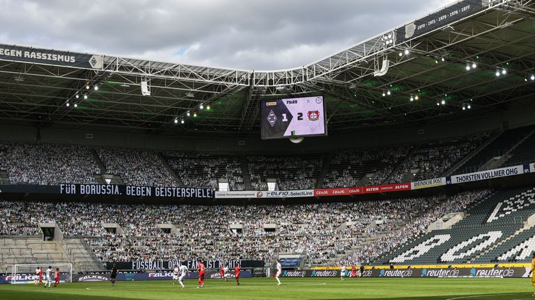 Cardboard fan cut-outs were used at Borussia Moenchengladbach as part of the club's 'Stay at home, be in the stands' campaign