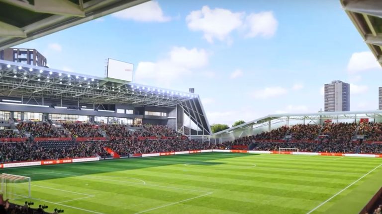 How Brentford's new stadium may look once fans can attend