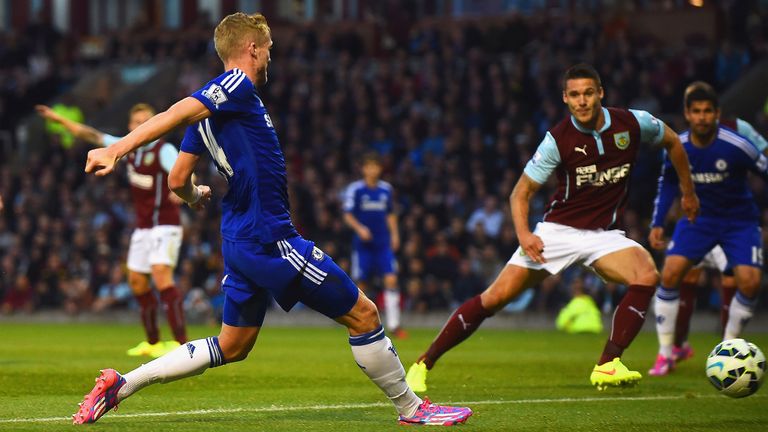 during the Barclays Premier League match between Burnley and Chelsea at Turf Moor on August 18, 2014 in Burnley, England.