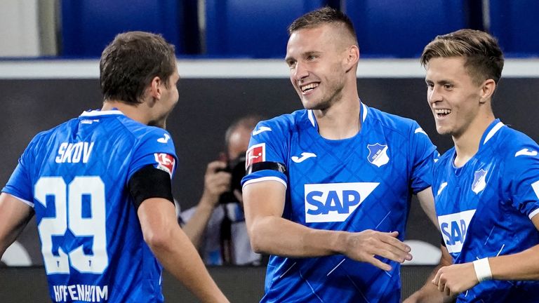 Christoph Baumgartner (right) celebrates with his team-mates